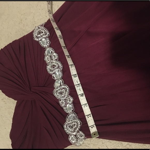 Burgundy Strapless Prom Dress - Picture 3 of 6